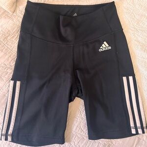Adidas Women's Black Bike Shorts with White Stripes